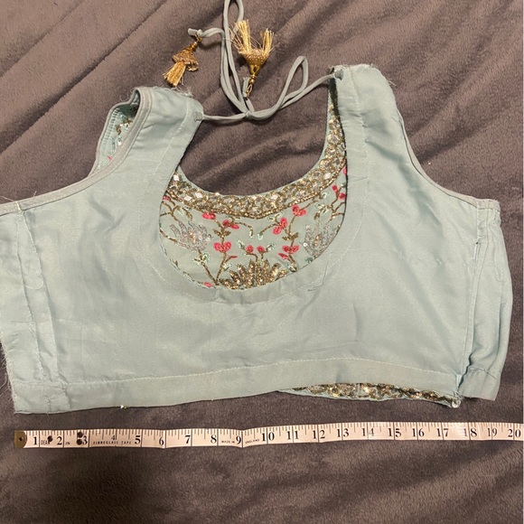 Floral Indian Lehenga - turquoise and gold - Picture 7 of 11